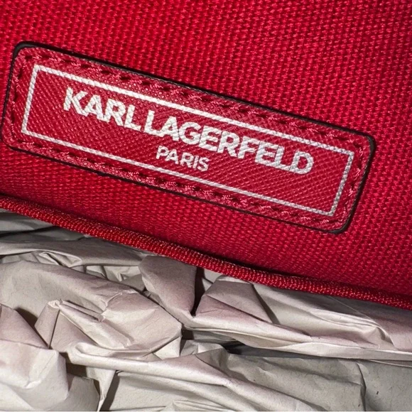 KARL LAGERFELD PARIS Kristen Tote Bag in Red canvas and saffiano leather - Picture 6 of 13